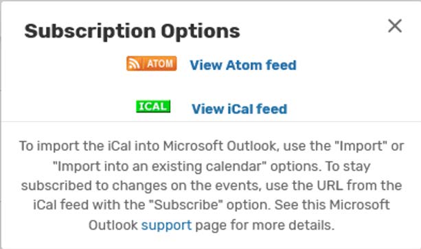 Calendar reminder in Outlook when subscribing to the Event